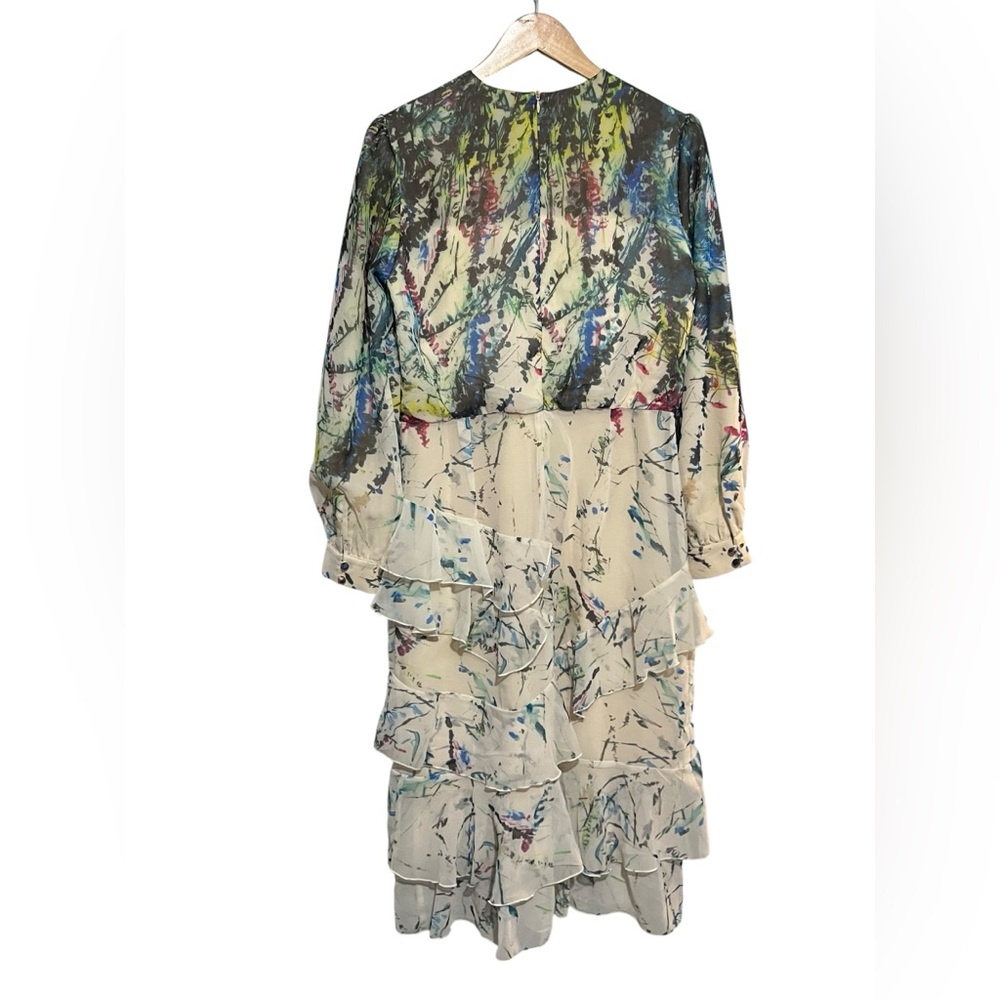 LR By Legally Red Women's Abstract Print Tiered Ruffle Dress Long Sleeve 10 - Picture 3 of 5